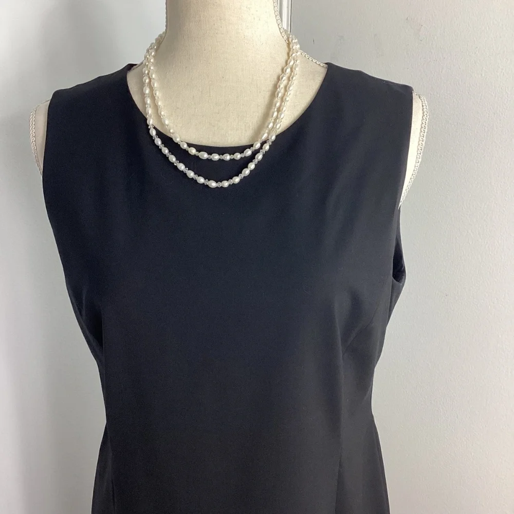 LAFAETTE 148 WOMAN SZ 10 BLACK SHEATH SHORT DRESS SLEEVELESS LINED CAREER FORMAL - Picture 2 of 14